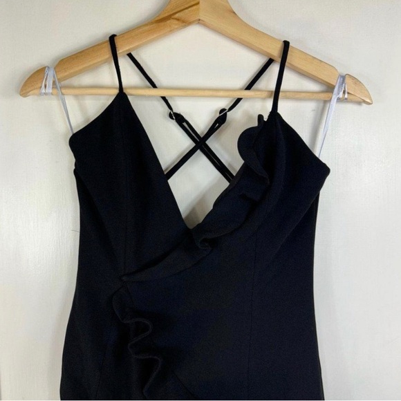 NWT Lovers and Friends Black Ruffle Asymmetrical Riya Gown - Picture 4 of 11